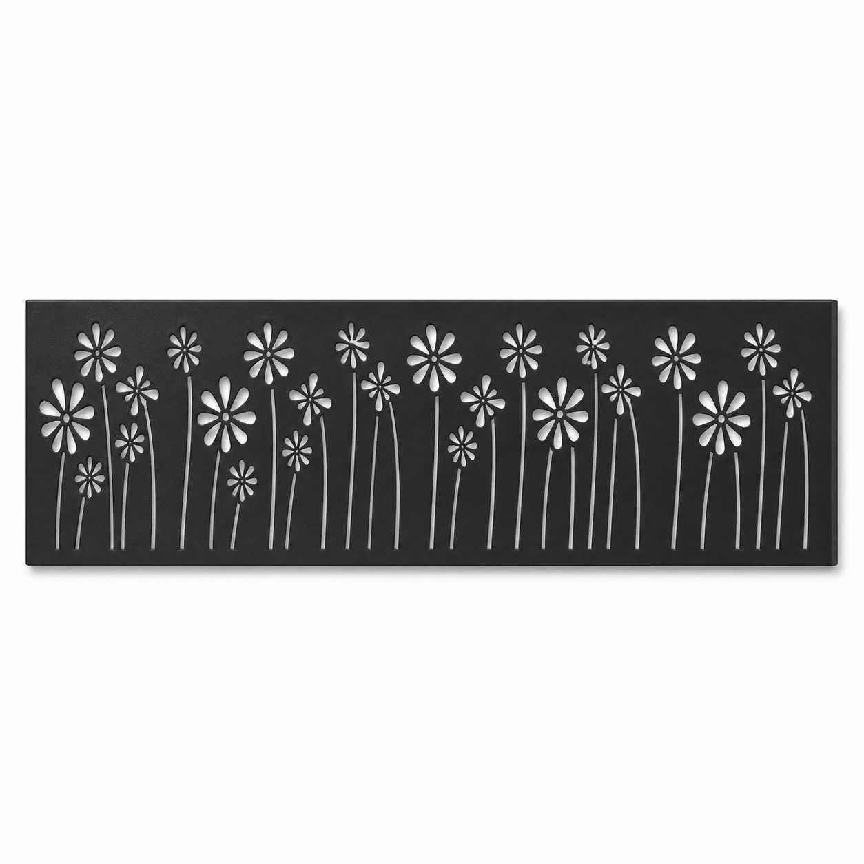 Tall Wildflower Meadow decorative metal fence topper front pattern for WPC composite fencing, Design 174