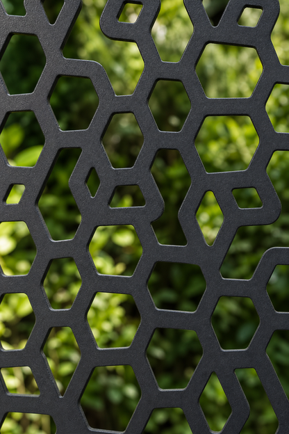 Design 175 Pebble Mosaic Laser Cut Metal Privacy Screen Panel close-up detail view