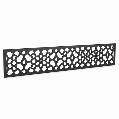 River Pebble Lattice laser cut metal fence topper insert perspective view, Design 175