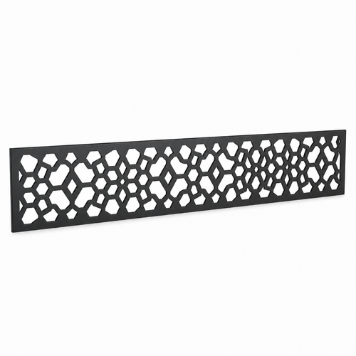 River Pebble Lattice laser cut metal fence topper insert perspective view, Design 175
