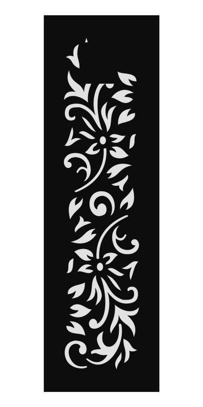 Design 177 Floral Corner Scroll Laser Cut Metal Privacy Screen Panel front main view