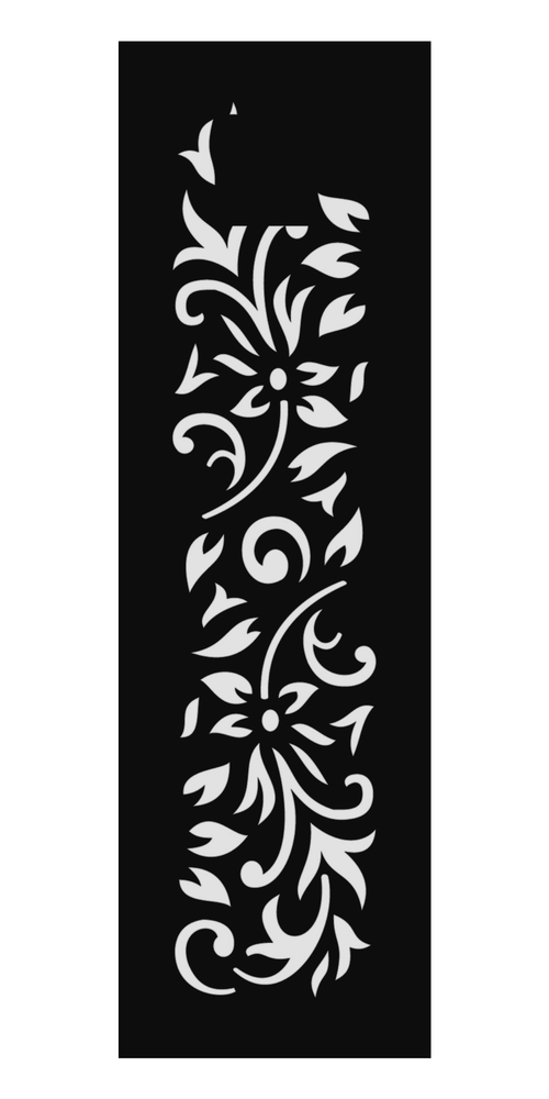 Design 177 Floral Corner Scroll Laser Cut Metal Privacy Screen Panel front main view