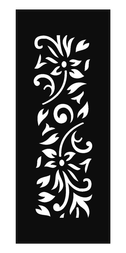 Design 177 Floral Corner Scroll Laser Cut Metal Privacy Screen Panel front main view