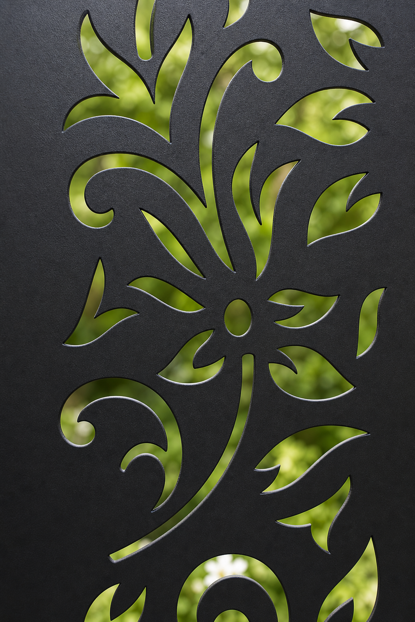 Design 177 Floral Corner Scroll Laser Cut Metal Privacy Screen Panel close-up detail view