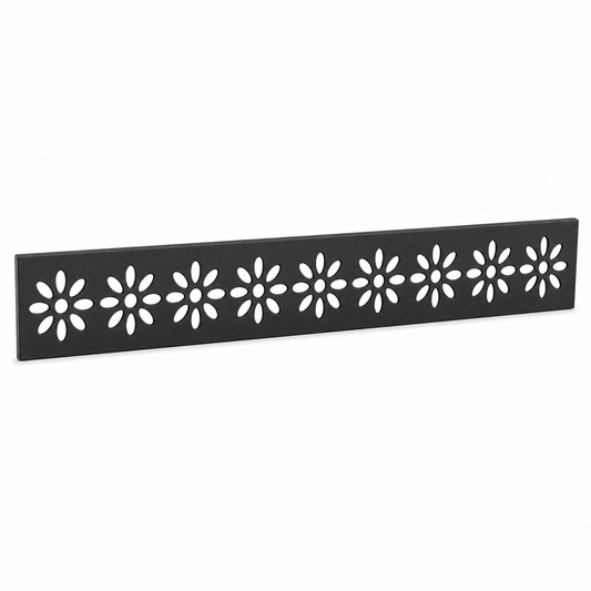 Simple Daisy Rail laser cut metal fence topper insert perspective view, Design 178