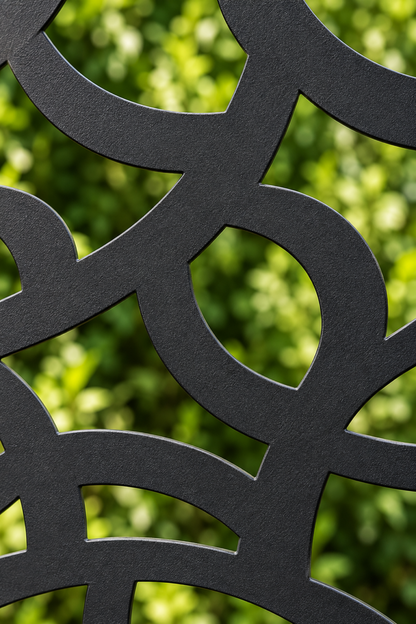 Design 179 Abstract Arc Mosaic Laser Cut Metal Privacy Screen Panel close-up detail view