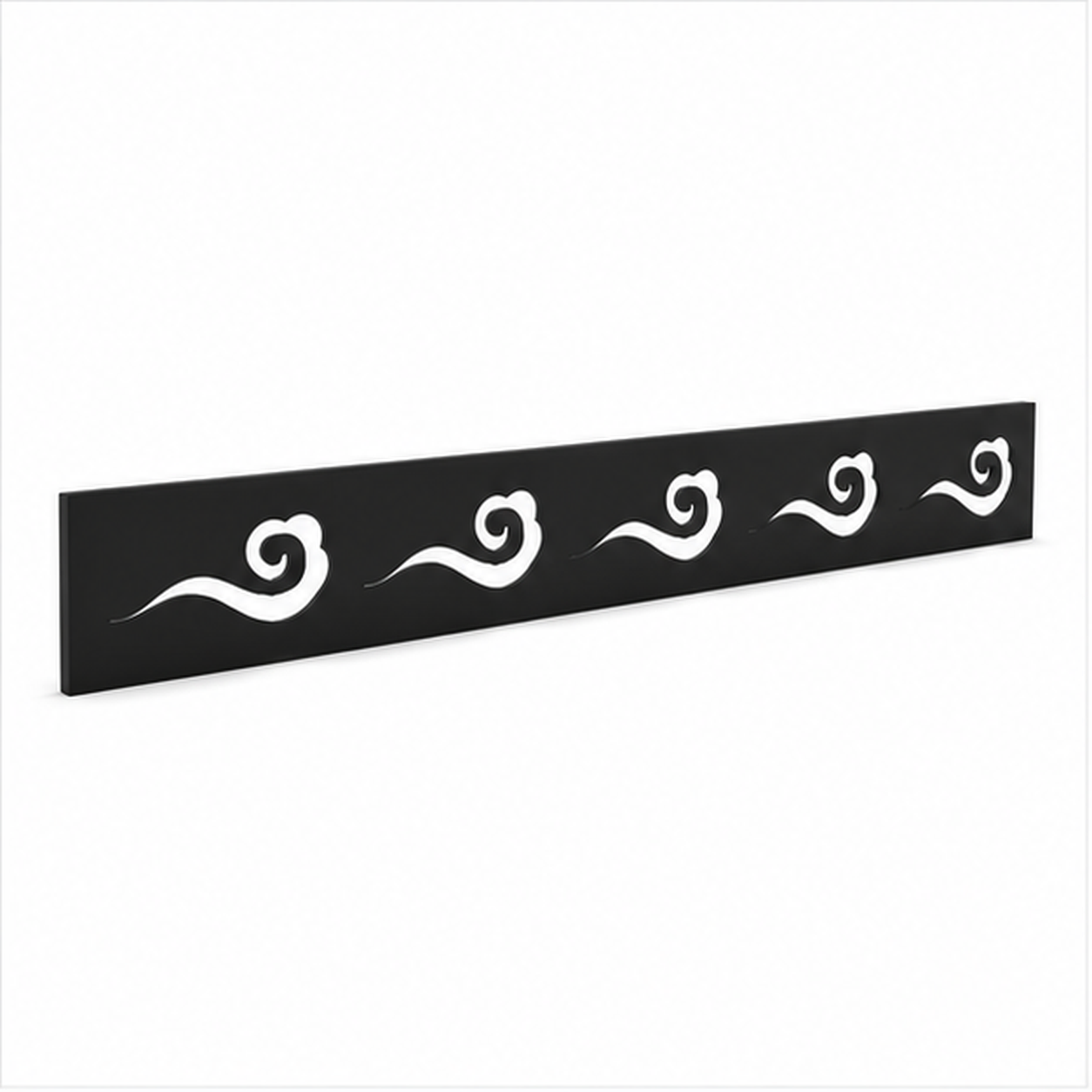 Small Curl Wave laser cut metal fence topper insert perspective view, Design 179