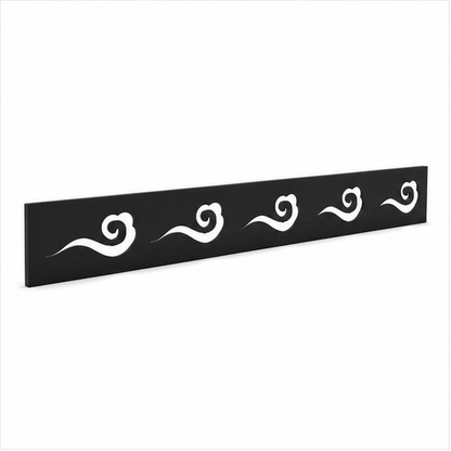 Small Curl Wave laser cut metal fence topper insert perspective view, Design 179