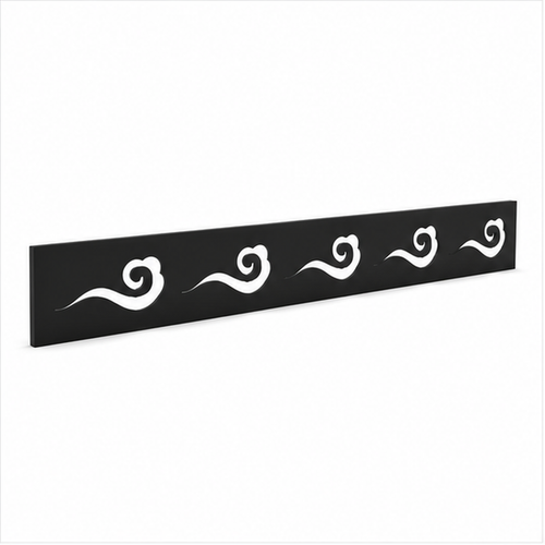 Small Curl Wave laser cut metal fence topper insert perspective view, Design 179