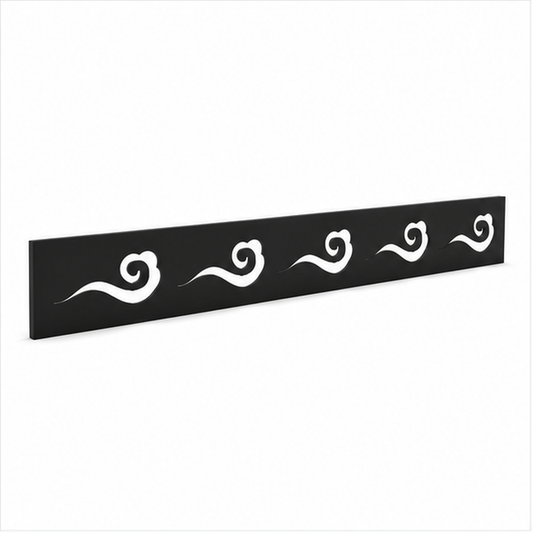 Small Curl Wave laser cut metal fence topper insert perspective view, Design 179