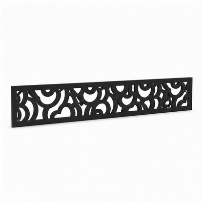 Dense Vine Scroll laser cut metal fence topper insert perspective view, Design 180