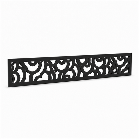 Dense Vine Scroll laser cut metal fence topper insert perspective view, Design 180