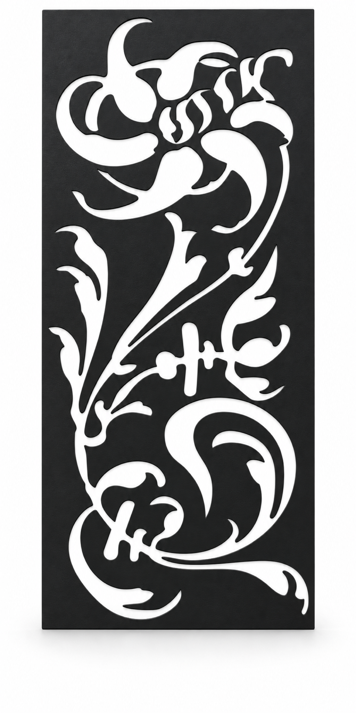 Design 180 Rose Rooster Garden Laser Cut Metal Privacy Screen Panel front main view