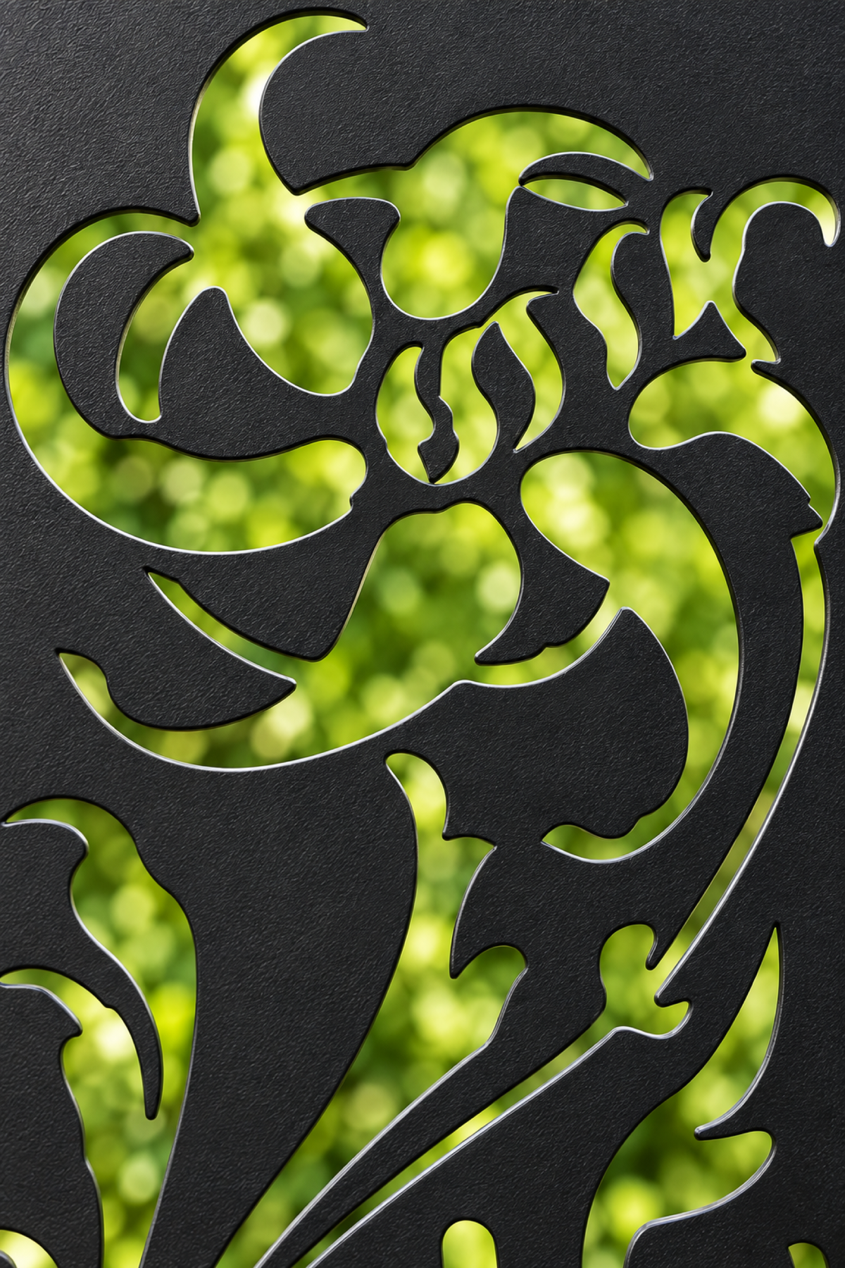 Design 180 Rose Rooster Garden Laser Cut Metal Privacy Screen Panel close-up detail view