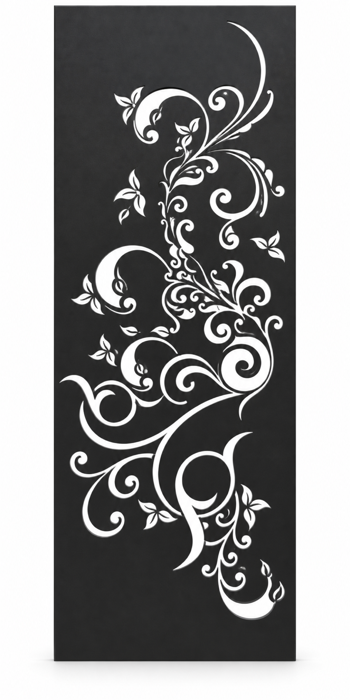 Design 181 Ascending Floral Scroll Laser Cut Metal Privacy Screen Panel front main view
