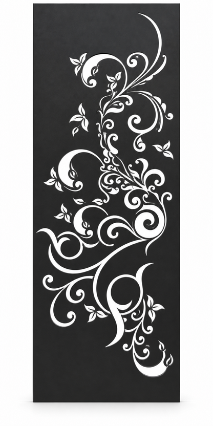 Design 181 Ascending Floral Scroll Laser Cut Metal Privacy Screen Panel front main view