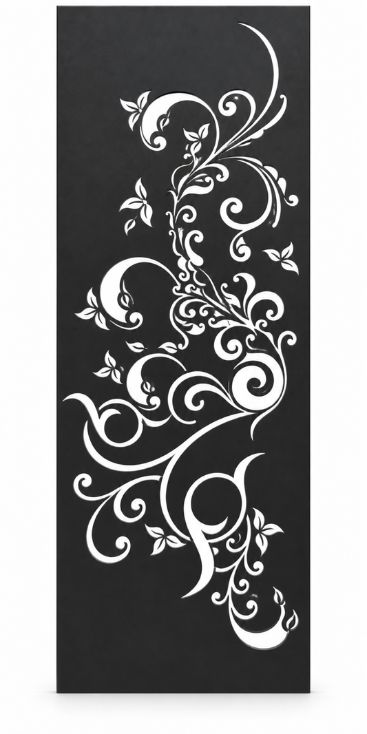 Design 181 Ascending Floral Scroll Laser Cut Metal Privacy Screen Panel front main view