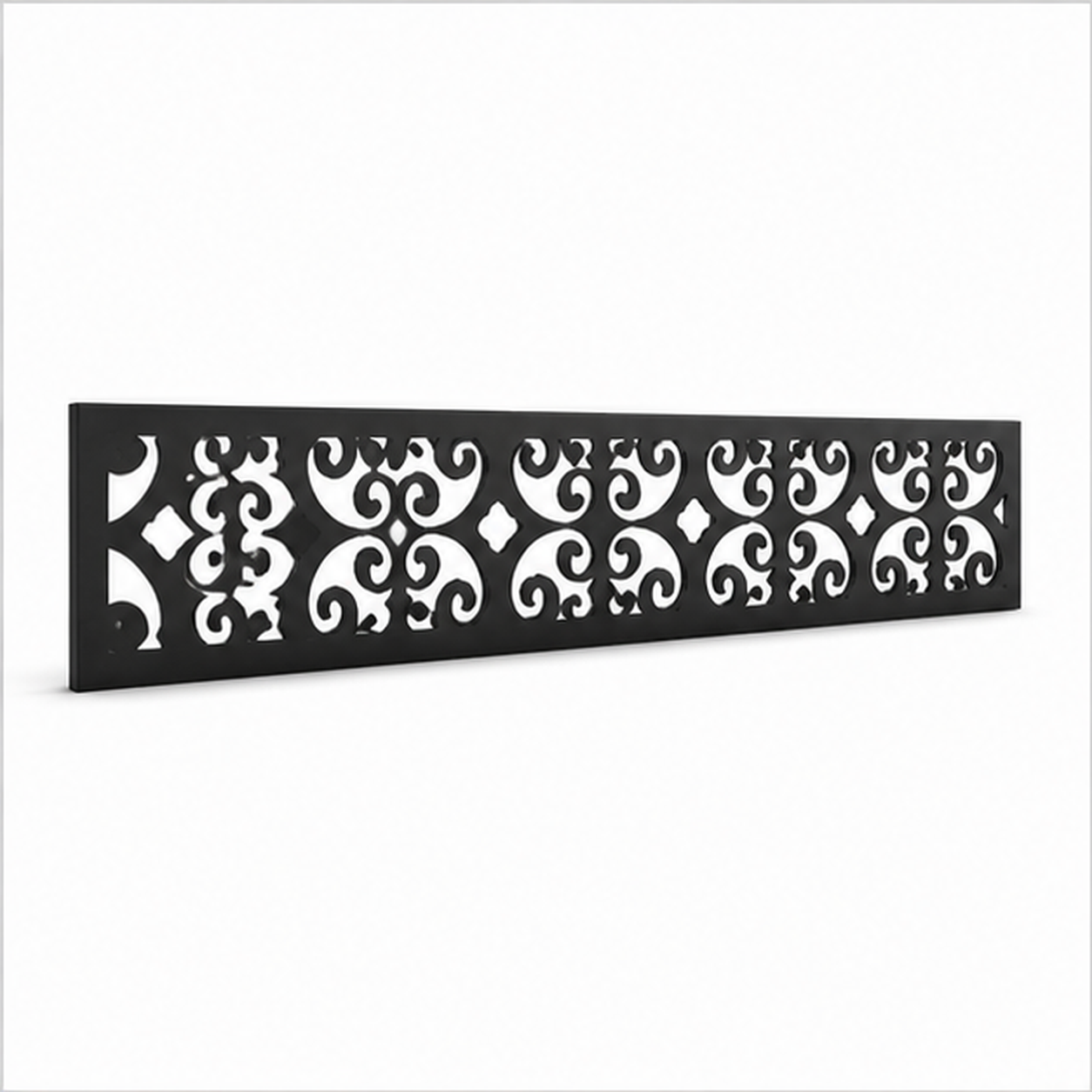 Tiny Floral Star Grid laser cut metal fence topper insert perspective view, Design 181