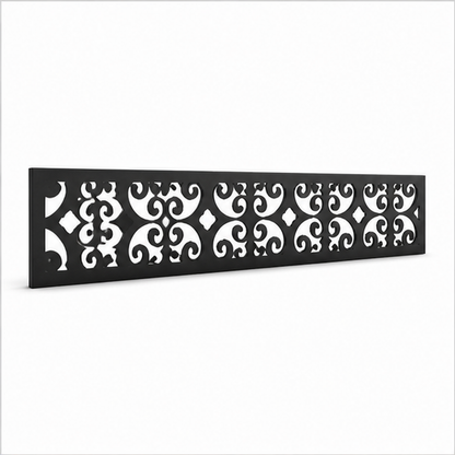 Tiny Floral Star Grid laser cut metal fence topper insert perspective view, Design 181