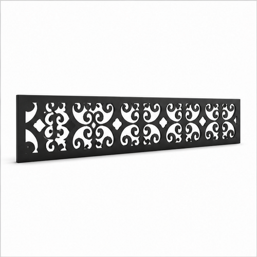 Tiny Floral Star Grid laser cut metal fence topper insert perspective view, Design 181
