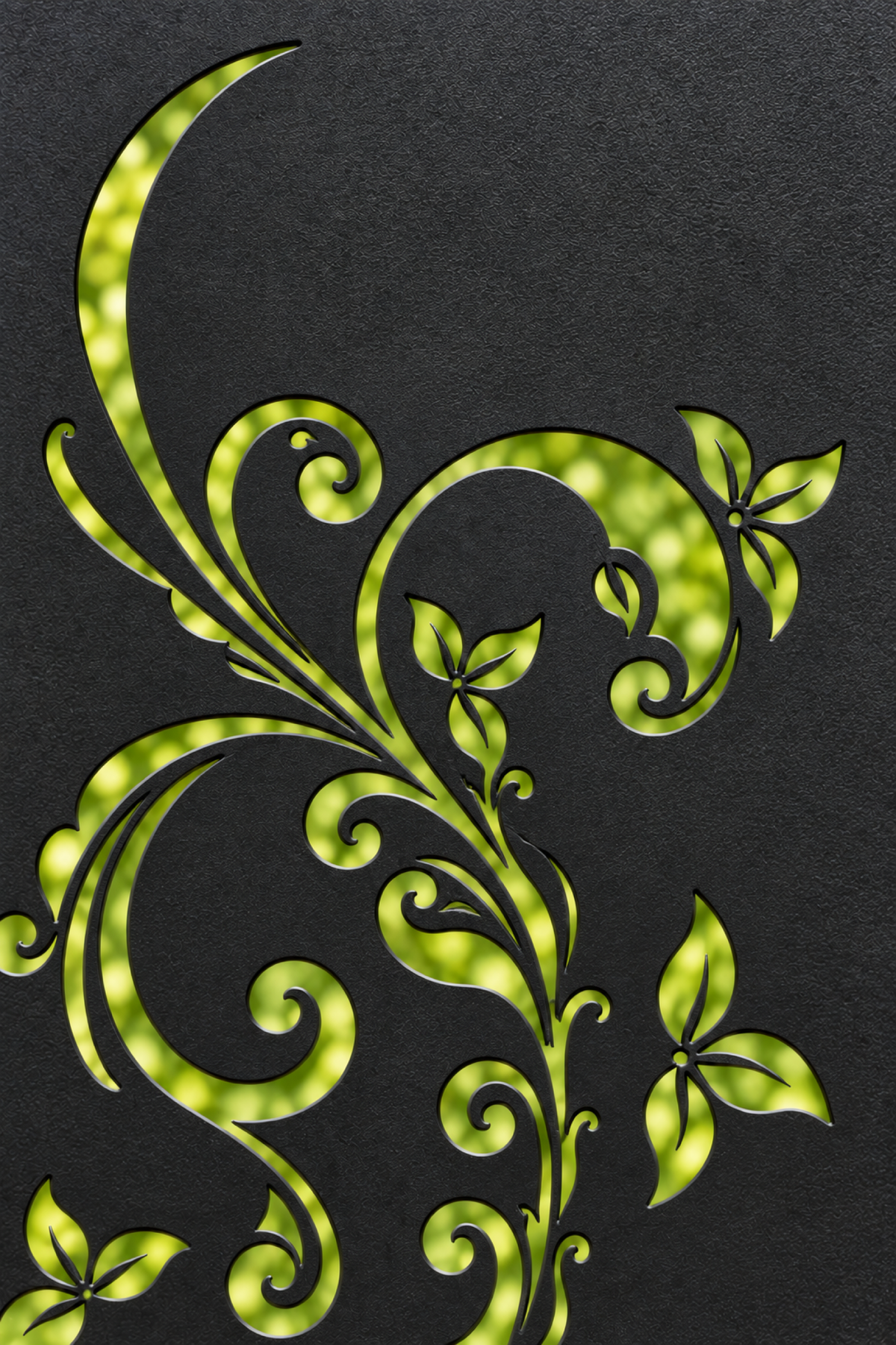 Design 182 Descending Floral Scroll Laser Cut Metal Privacy Screen Panel close-up detail view