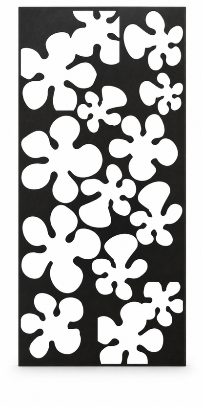 Design 183 Clover Bloom Cluster Laser Cut Metal Privacy Screen Panel front main view