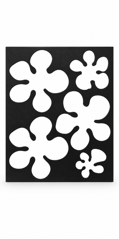 Design 184 Four Petal Clover Laser Cut Metal Privacy Screen Panel front main view