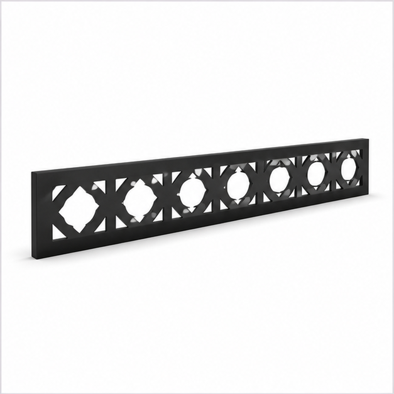 Circle Flower Chain laser cut metal fence topper insert perspective view, Design 185