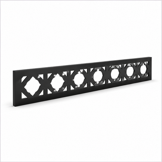 Circle Flower Chain laser cut metal fence topper insert perspective view, Design 185