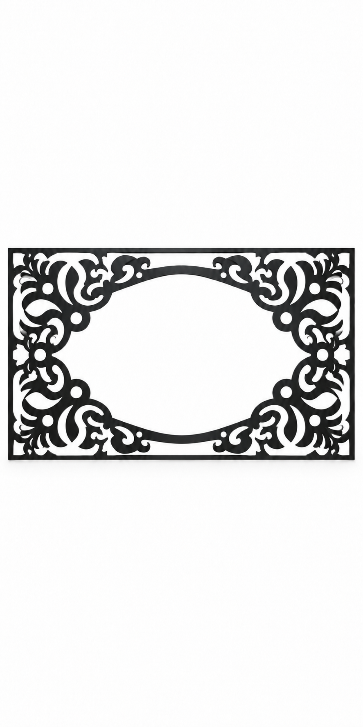 Design 186 Oval Baroque Frame Laser Cut Metal Privacy Screen Panel front main view
