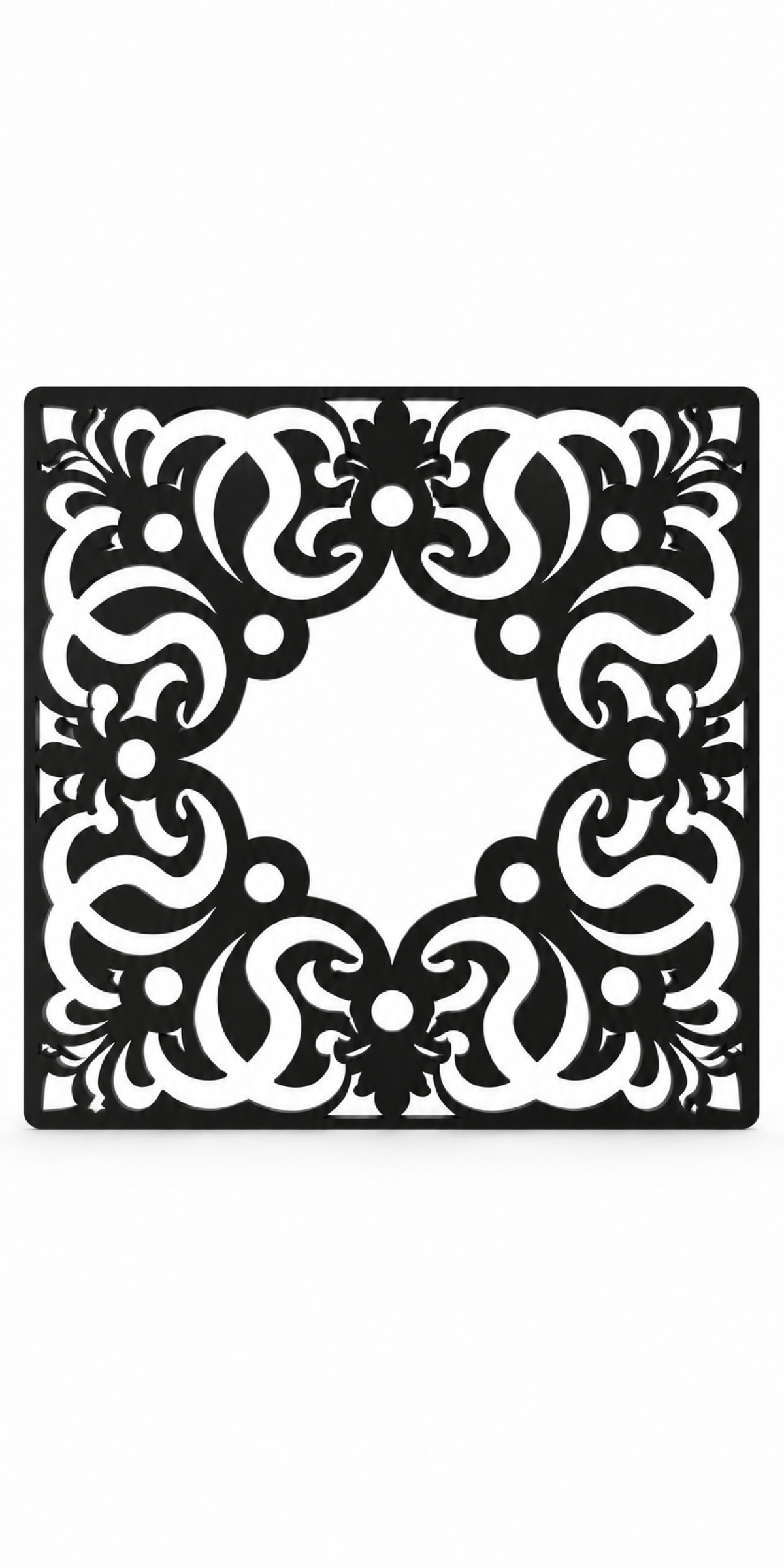 Design 187 Heart Baroque Frame Laser Cut Metal Privacy Screen Panel front main view