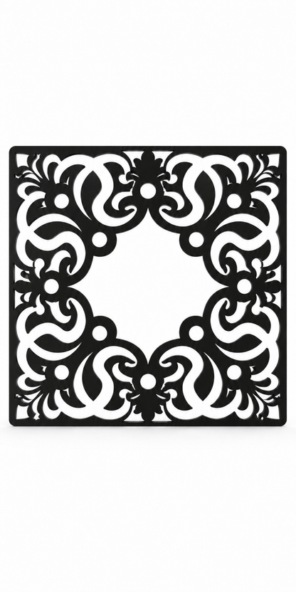 Design 187 Heart Baroque Frame Laser Cut Metal Privacy Screen Panel front main view