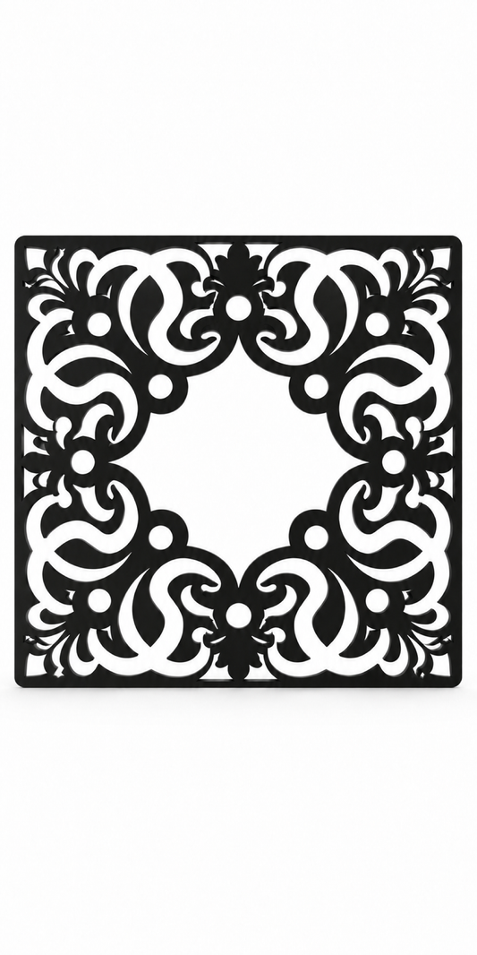 Design 187 Heart Baroque Frame Laser Cut Metal Privacy Screen Panel front main view