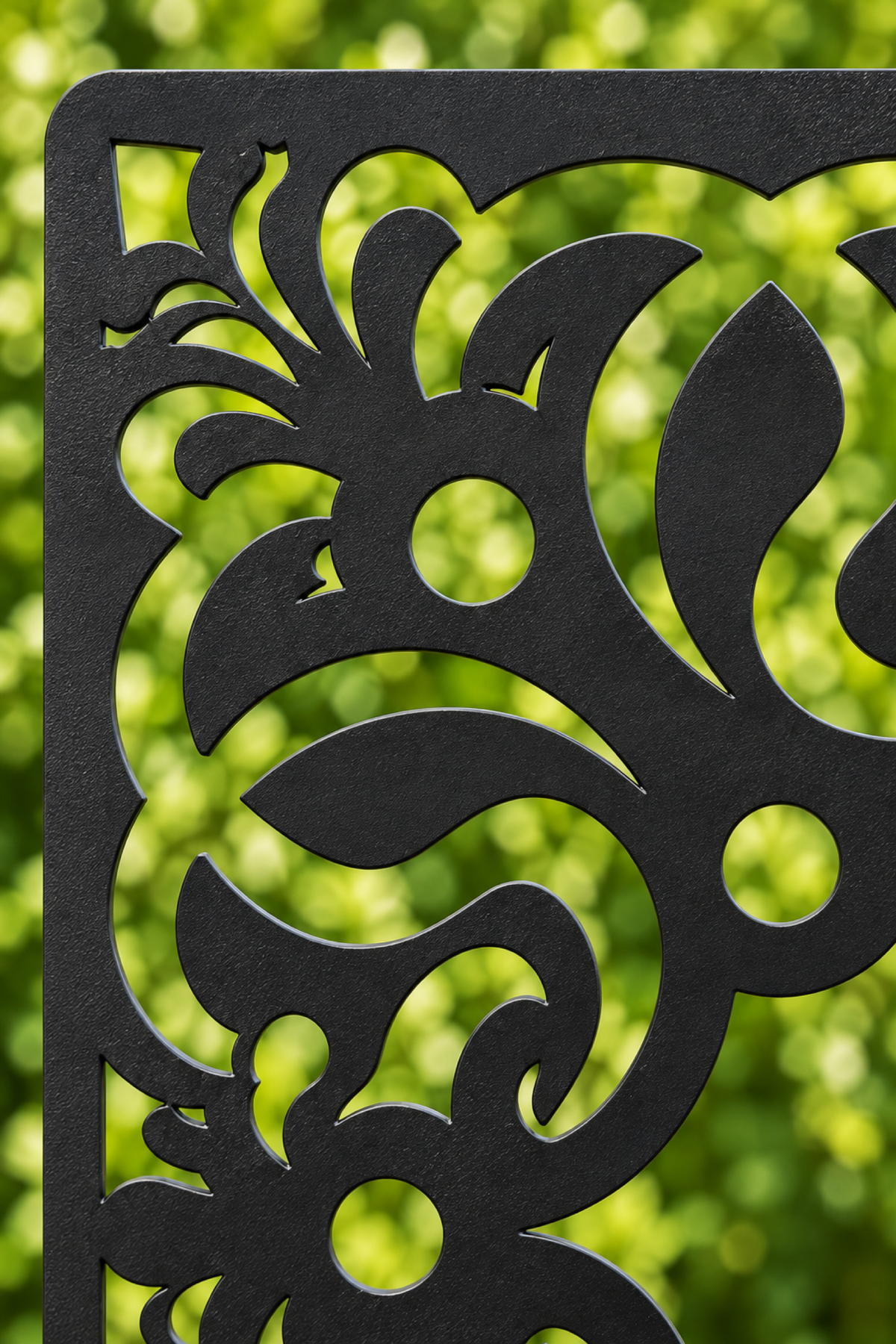 Design 187 Heart Baroque Frame Laser Cut Metal Privacy Screen Panel close-up detail view