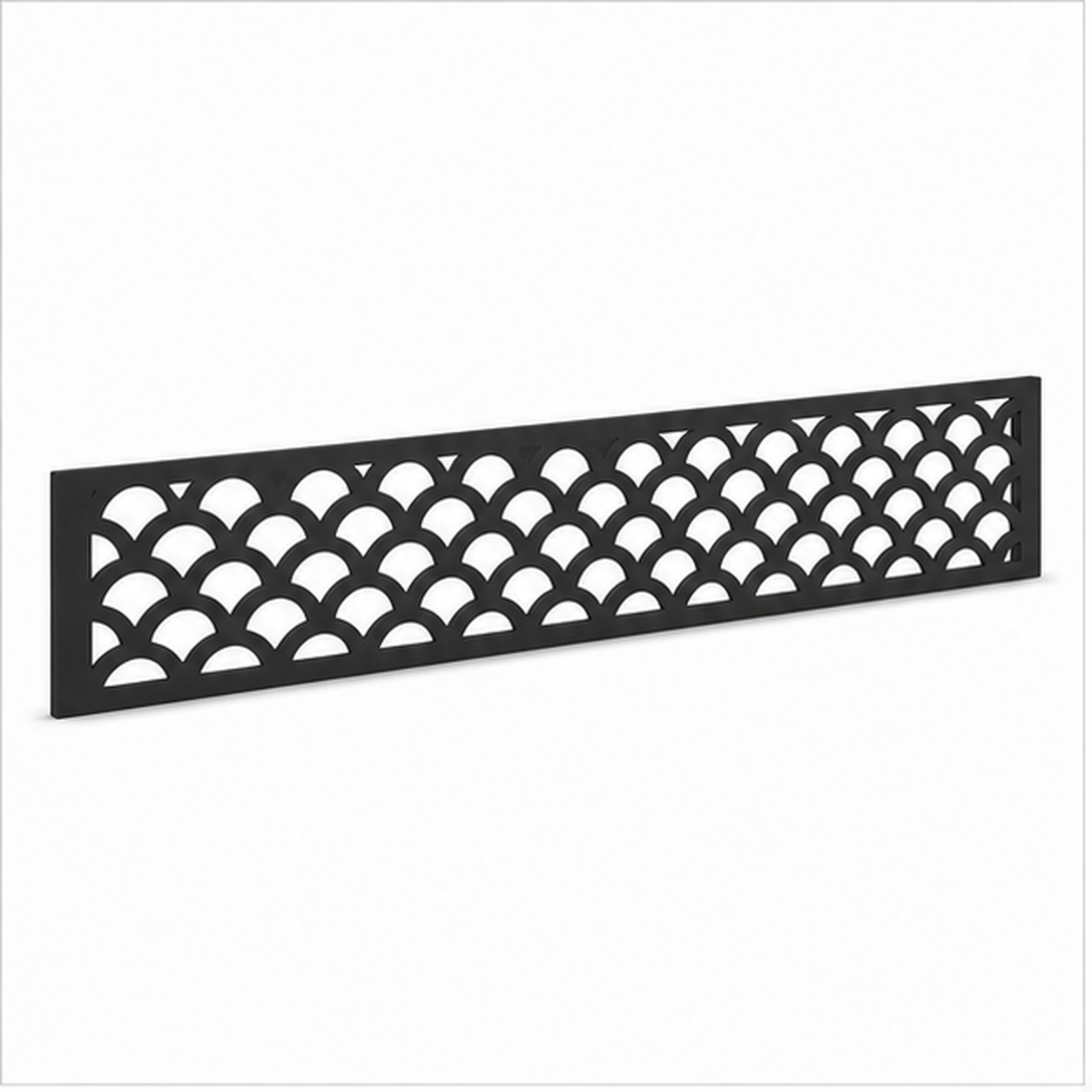 Scallop Arch Lattice laser cut metal fence topper insert perspective view, Design 187