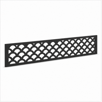 Scallop Arch Lattice laser cut metal fence topper insert perspective view, Design 187
