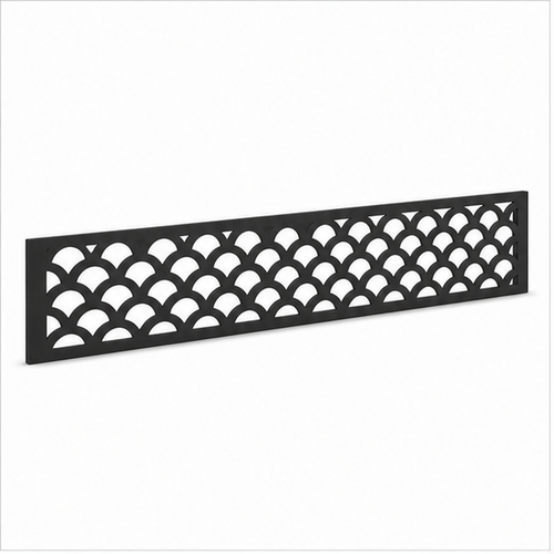 Scallop Arch Lattice laser cut metal fence topper insert perspective view, Design 187