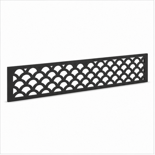 Scallop Arch Lattice laser cut metal fence topper insert perspective view, Design 187