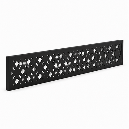 Dark Diamond Trellis laser cut metal fence topper insert perspective view, Design 188