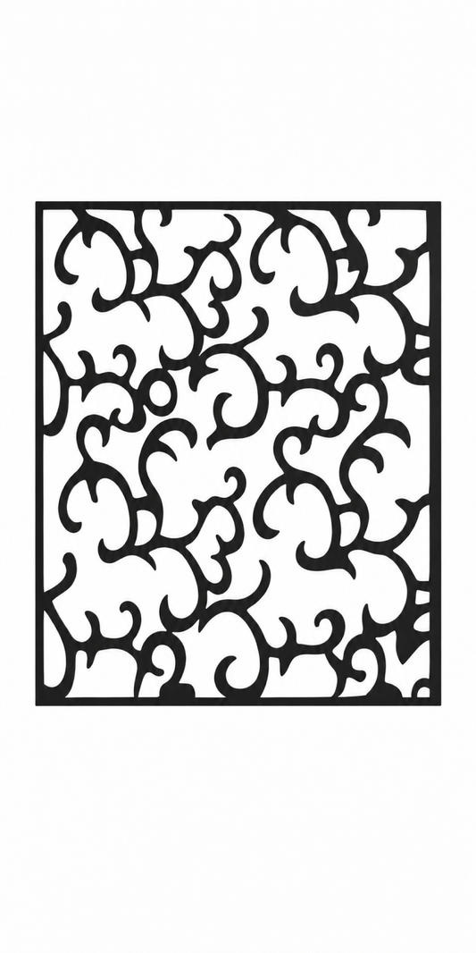 Design 188 Interlocking Floral Vines Laser Cut Metal Privacy Screen Panel front main view