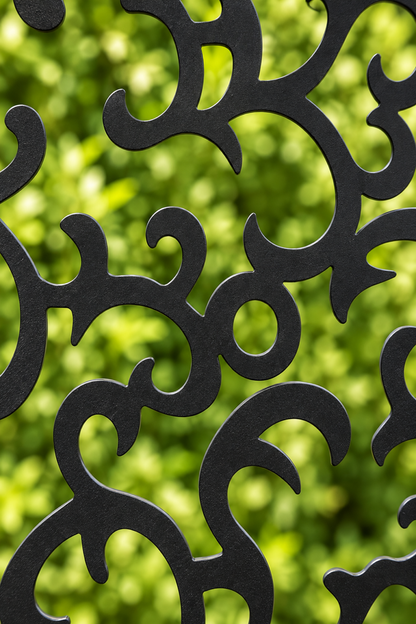 Design 188 Interlocking Floral Vines Laser Cut Metal Privacy Screen Panel close-up detail view