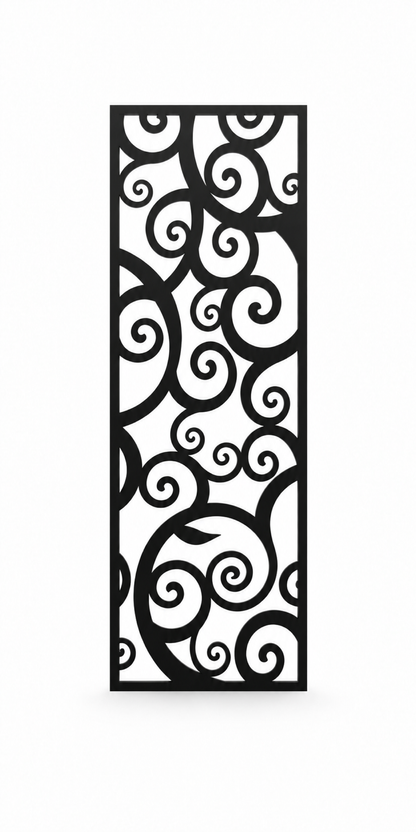 Design 189 Spiral Vine Repeat Laser Cut Metal Privacy Screen Panel front main view