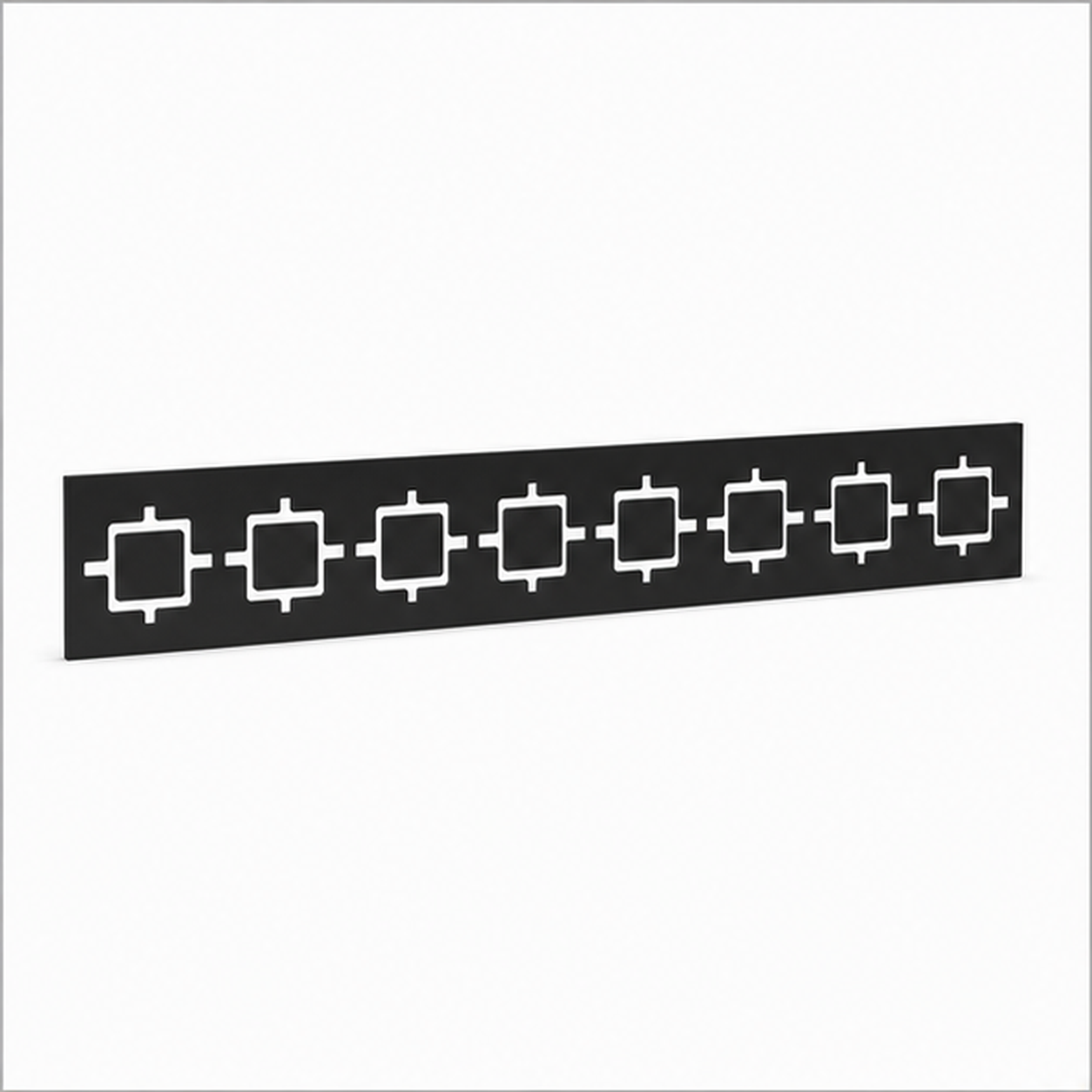 Square Link Chain laser cut metal fence topper insert perspective view, Design 189