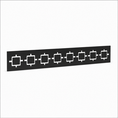 Square Link Chain laser cut metal fence topper insert perspective view, Design 189