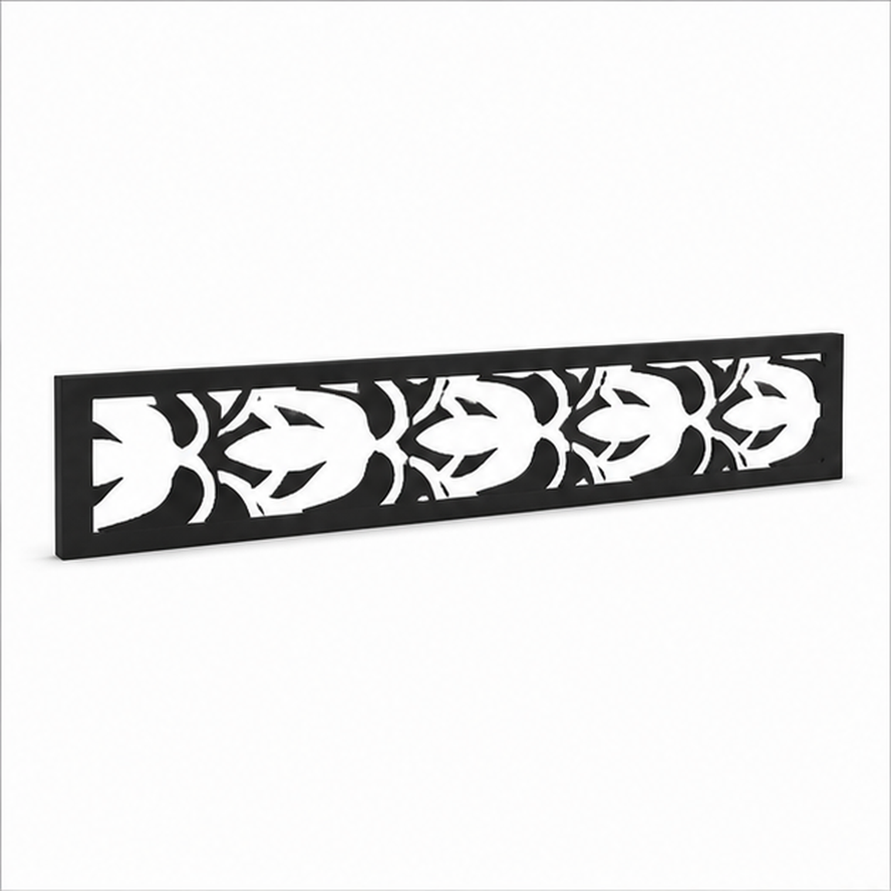 Spear Leaf Scroll laser cut metal fence topper insert perspective view, Design 190