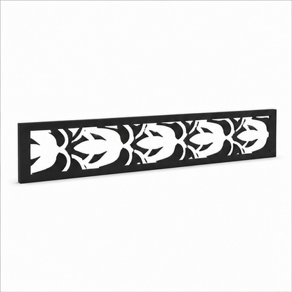 Spear Leaf Scroll laser cut metal fence topper insert perspective view, Design 190