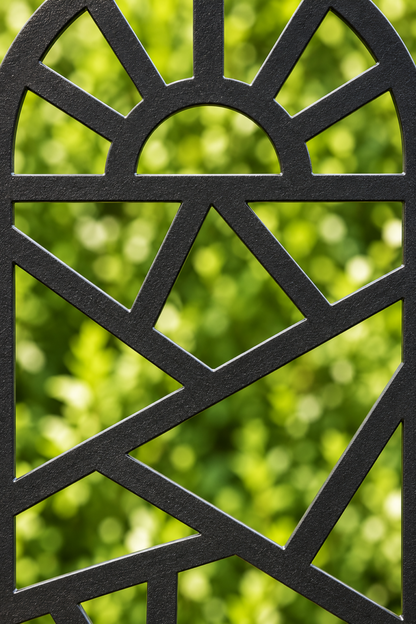 Design 190 Sunrise Shard Arch Laser Cut Metal Privacy Screen Panel close-up detail view