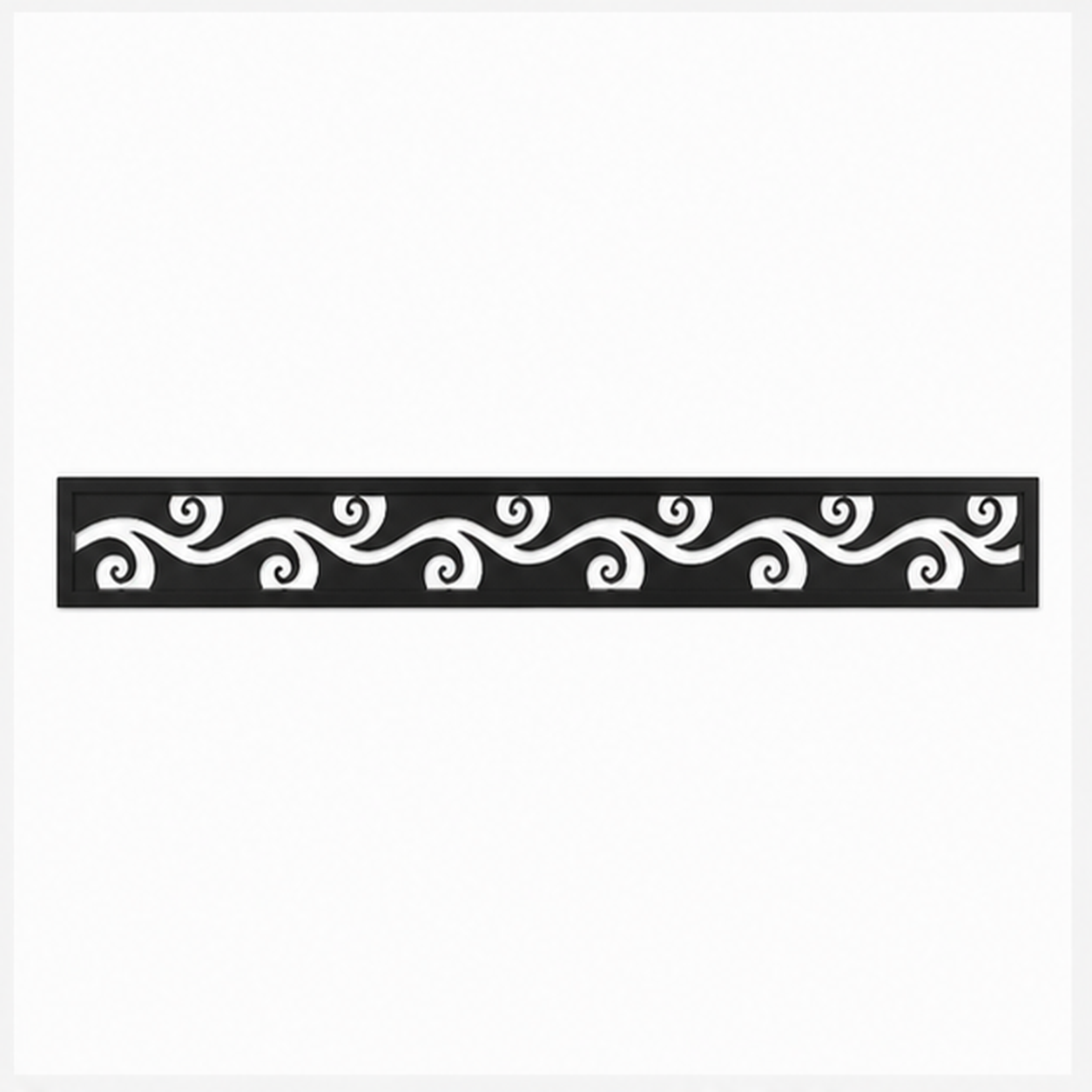 Curl Wave Scroll decorative metal fence topper front pattern for WPC composite fencing, Design 192