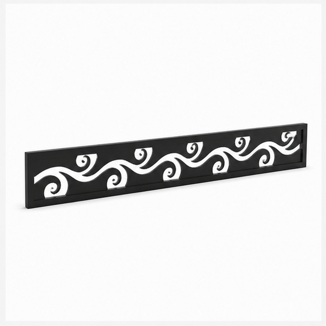Curl Wave Scroll laser cut metal fence topper insert perspective view, Design 192