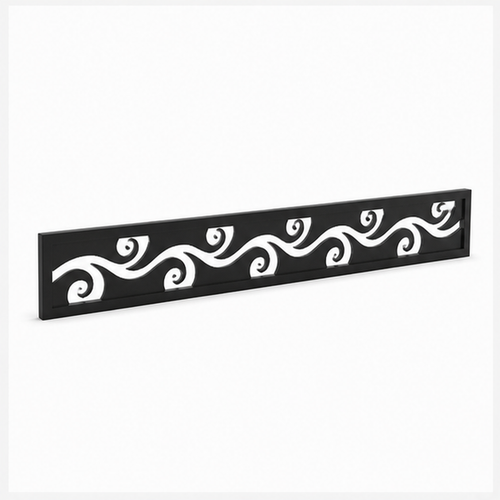 Curl Wave Scroll laser cut metal fence topper insert perspective view, Design 192